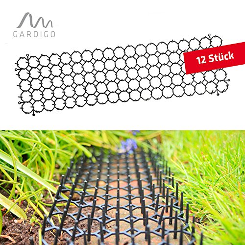 Gardigo Tier-Barriere 12er-Set | Vogelabwehr | Tierabwehr | Schutz-Dornengitter gegen Wildtiere | Buddelstopp | 50 x 15 x 3 cm | Deutscher Hersteller