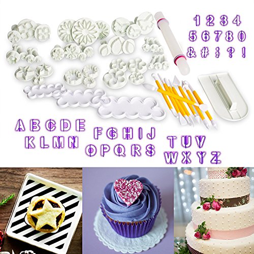90-teiliges Fondant Ausstecher Set von MoNiRo - Hochwertige Ausstechformen zum Backen oder für Tortendekorationen - All in One Modellierwerkzeug-Set für Kuchen, Plätzchen und Keks-Dekorationen.