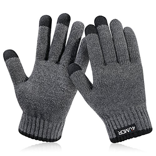 4UMOR Winterhandschuhe, Strick Fingerhandschuhe mit Herrenhandschuhe (S)