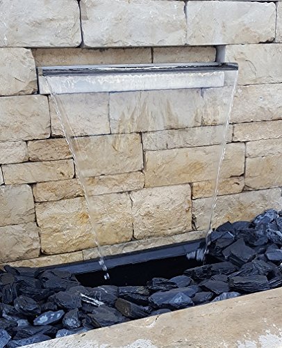 garten-wohnambiente Wasserfall 60 cm incl. LED-Beleuchtung aus Edelstahl matt gebürstet Wasserauslauf