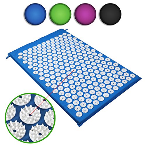 Belmalia Akupressur-Matte, Massage-Matte, Yoga-Matte, Fakir-Matte, Entspannungs-Matte, TCM Blau