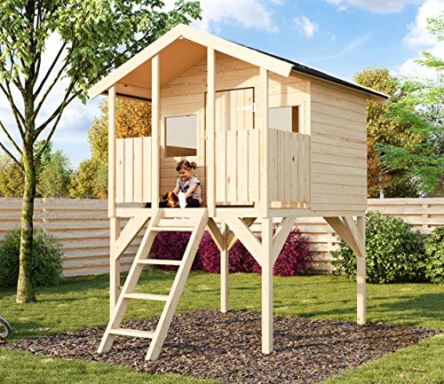 Gartenwelt Riegelsberger Stelzenhaus Tobi 2 Spielturm B187 x T175 cm Spielhaus Podesthöhe 120cm Toby inkl. Dachpappe V13 Stelzenturm