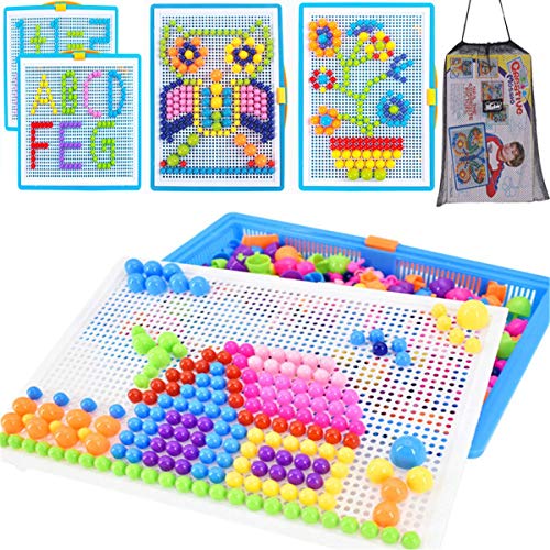 Steckspiel Pädagogisches Steckspielzeug Spielzeug für Kinder Lernspaß 295 Stücke Steckpuzzle Lernspielzeug für Junge Mädchen Kinderspiel Steckbrett DIY Kinderspielzeug für Geschenk Früherziehung