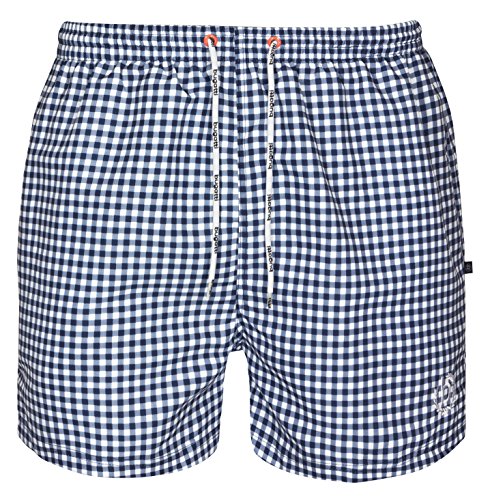 Bugatti - Marineblau Gemusterte Herren Badeshort, in Größe L