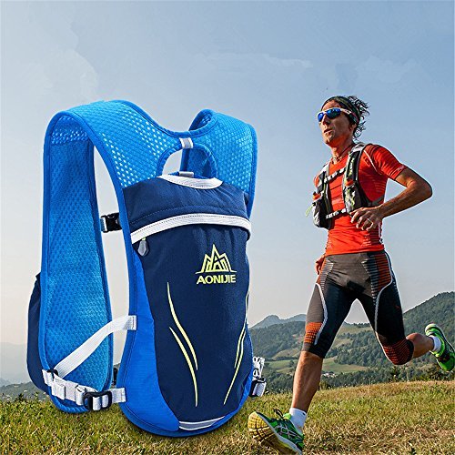 AONIJIE Ultrleicht 5.5L Laufen Running Trinkrucksack Hydrationspack Hydration Rucksack (Blau-M/L)