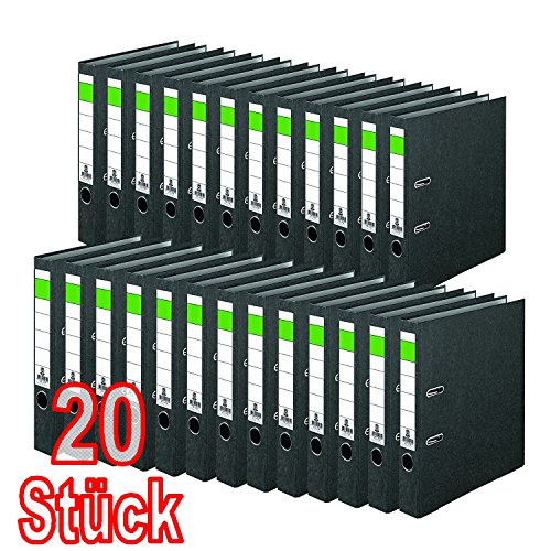 Grüner Balken Ordner-Wolkenmarmor Recycling 5 cm schmal DIN A4 schwarz 10er Pack Made in Germany Ringordner Aktenordner Briefordner Büroordner Pappordner Schlitzordner Blauer Engel (20er Pack schmal)