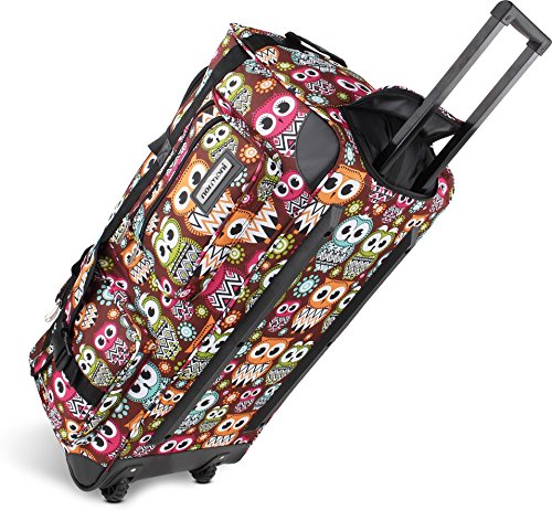 normani Leichte XXL Reisetasche Rollenreisetasche Trolley Sporttasche mit Rollen Farbe Retro Owl / 100 Liter