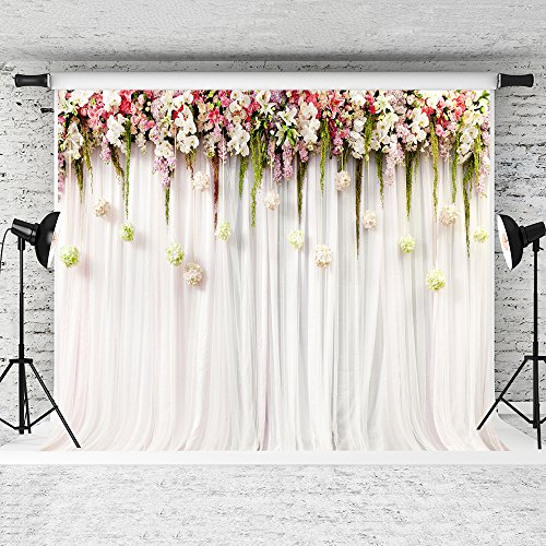 KateHome PHOTOSTUDIOS 3x2m Hochzeit Fotohintergrund Rosa Fotoleinwand Weiss Hintergrund Fotografie Wedding Fotohintergrund Hochzeit Vintage Fotohintergrund Textur für Hochzeit Fotostudio