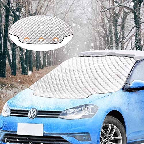 Migimi Frontscheibenabdeckung, Windschutzscheibe Abdeckung Winterabdeckung Eisschutz Faltbare Auto Frostabdeckung Magnet Schneeschutz, Abnehmbare Eisschutzfolie für Winter UV-Schutz, 183 * 116cm