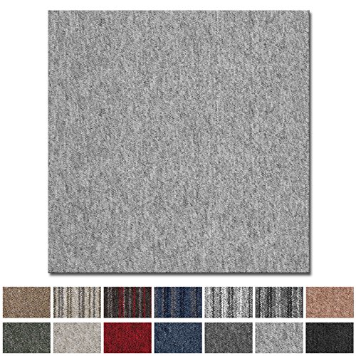 casa pura Teppichfliesen Vienna selbstliegend | hochwertiger Bitumen Rücken | strapazierfähiger Bodenbelag für Büro und Gewerbe | je 50x50 cm (hellgrau - 4 Stück = 1qm)