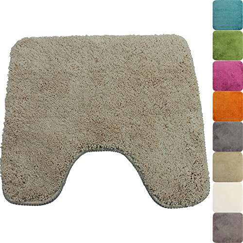 proheim Badematte 45 x 50 cm rutschfester WC-Vorleger mit Ausschnitt Premium Badteppich 1200 g/m² weich & kuschelig Hochflor Duschvorleger, Farbe:Anthrazit