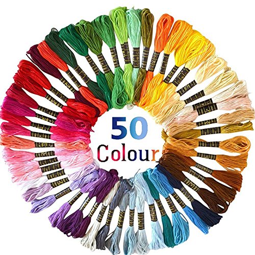 Stickgarn Embroidery Threads Nähgarne Stickerei Basteln Crafts Floss Set 50 Docken Sticktwist 8m 6-fädig Bunt Multicolor für Kreuzstich Basteln Freundschaftsbänder