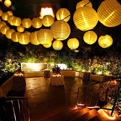 Qedertek Solar Lichterkette LED Lampion Außen 6 Meter 30 LED 2 Lichtarten Modi Außenlichterkette Wasserdicht mit Lichtsensor Weihnachtsbeleuchtung Beleuchtung Deko für Außen & Innen,Weihnachten, Hochzeit, Party, Fest (Warmweiß)