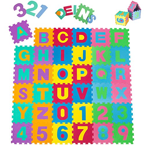 TecTake Kinderteppich Spielmatte Lernteppich 86 tlg. ca. 180x180 cm