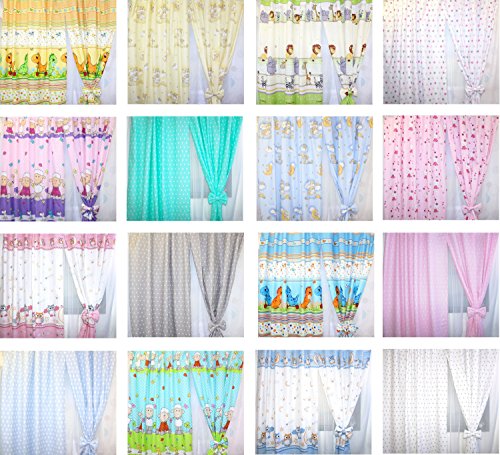 Baby Kinderzimmer Vorhänge Gardine Babygardinen Kindergardinen Safari Eule Bärchen Sterne D23
