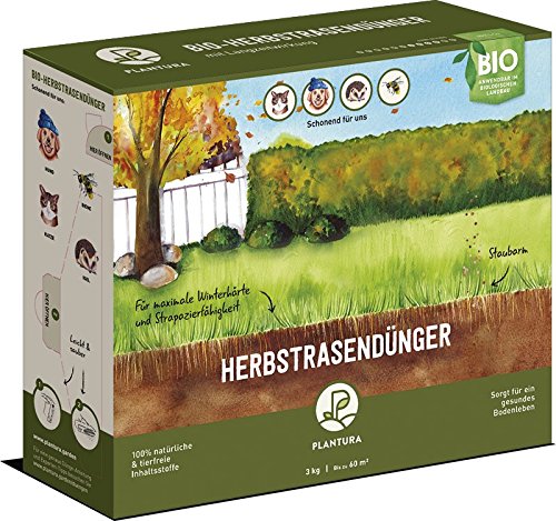 Plantura Bio Herbstrasendünger Langzeitwirkung | für maximale Winterhärte | 100% tierfrei & Bio-Zertifiziert | gut für den Boden | unbedenklich für Haus- & Gartentiere | Rasendünger | NPK 5-1-9 (3)