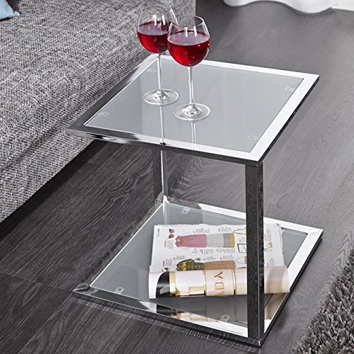 Invicta Interior Cubetto Funktionaler Beistelltisch frosted Glas chrom 40 cm