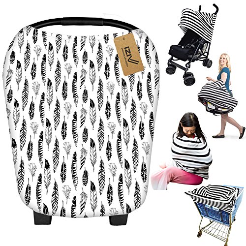 iZiv Ultrasoft 4-in-1 Mehrzweck-Baby Stretchy Abdeckung Auto Sitz Baldachin/Krankenpflege Abdeckung/Warenkorb Cover/Infinity Schal Perfektes Geschenk für Baby (Farbe-4)