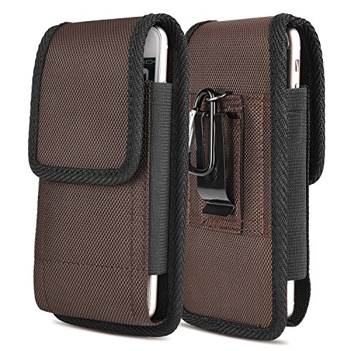 iNNEXT iPhone 7 Plus Vertikal Gürtel Tasche, Handytasche Gürteltasche Gürtelclip Fall Pouch Oxford Canvas für Galaxy S8 Plus/iPhone 6 6S Plus,Oneplus 5,Galaxy S6Edge Plus(Braun 5.5inch)