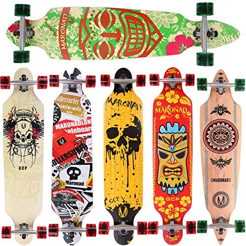 MARONAD Longboard Skateboard drop through Race Cruiser ABEC-11 Skateboard 104x24cm Streetsurfer skaten FUN