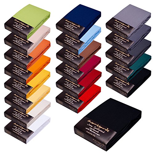 Avantgarde-Spannbetttücher WASSERBETT/BOXSPRINGBETT - SPANNBETTLAKEN - EXTRA HOHER Steg - 100% FEINSTE MAKO-Baumwolle - SEHR Gute 165 g/m² 140x200 bis 160x220 (schwarz-16)