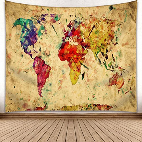 melonengrau Weltkarte Wandteppich, Wandtuch, Tapisserie, Tagesdecke, Wandbehang mit hoch detailliertem Druck 130cm x 150cm