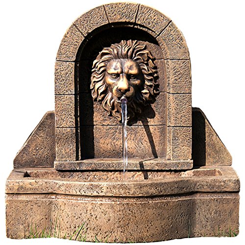 STILISTA Gartenbrunnen Modell „LEON“ mit Löwenkopf Springbrunnen 50 x 54 x 29 cm inkl. Pumpe
