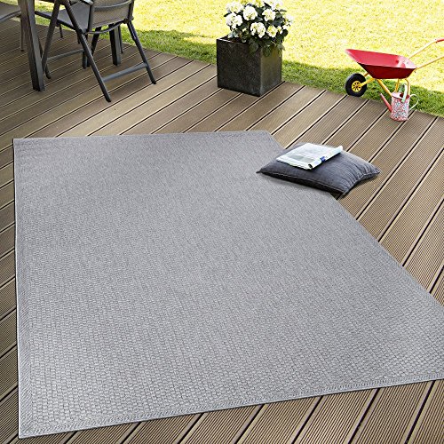 Paco Home In- & Outdoor Flachgewebe Teppich Terrassen Teppiche Natürlicher Look In Grau, Grösse:120x160 cm