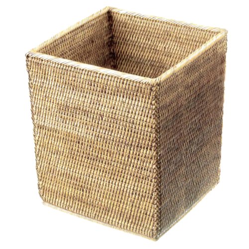 Decor Walther 0927391 Basket QK H Papierkorb quadratisch, Rattan hell