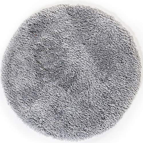 WohnDirect sehr Flauschige Badematte - Rutschfester Badteppich - Waschbar, Microfaser, Duschvorleger - Grau - 56cm Rund