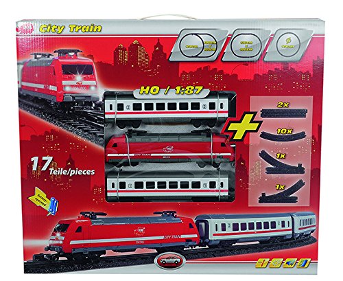 Dickie 3563900 City Train, Lok mit 2 Personenwagen für H0, Maßstab 1:87