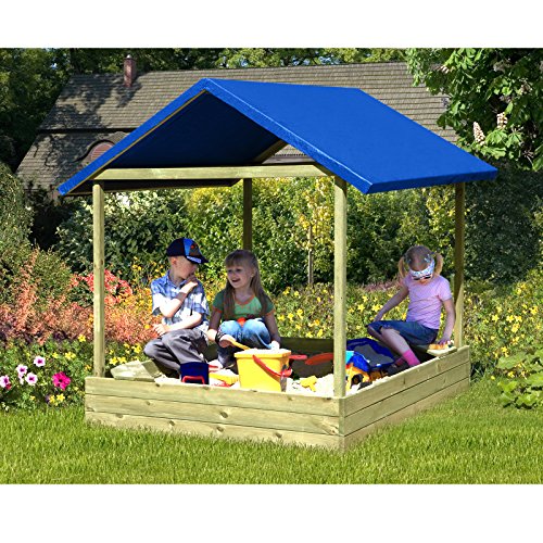 Sandkasten Sophie 153x153 cm mit blauem Dach von Gartenpirat