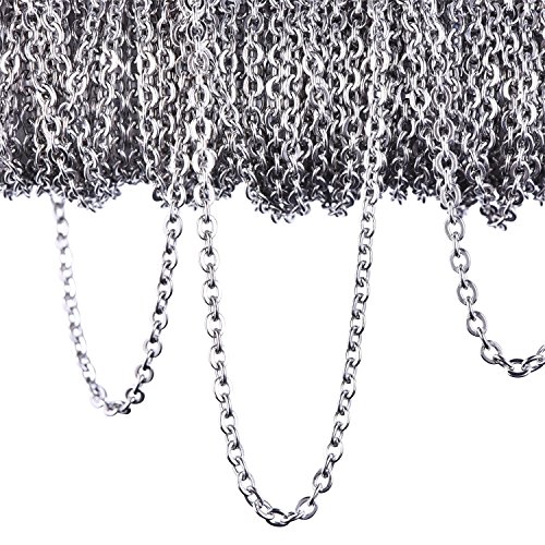 12 Meter Edelstahl Kabel Kette Link Kette Halskette für Schmuck Zubehör DIY, Silber (2,4 mm)