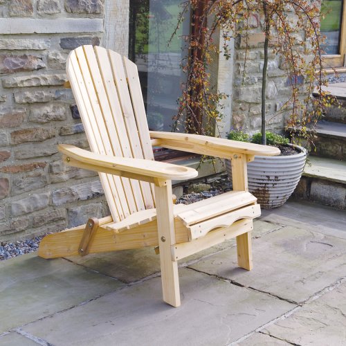 Trueshopping Gartensessel / Gartenliege im Adironackstil, mit ausziehbarer Beinauflage, für Garten / Terrasse