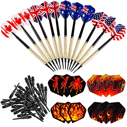 Dartpfeile für Dartscheibe Elektronisch - Nabance 12Stk Darts Pfeile Dartpfeile Plastik Soft Dart Set Dart Schaft mit Dart Flights Dartspitzen und Ersatz 12 Dart Flights und 36 Darts Tips