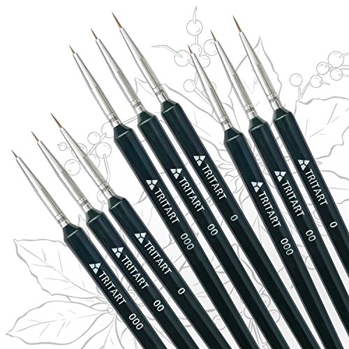Pinselset fein - Pinsel für Aquarell, Acryl und Öl (3 mal 3-er Set)