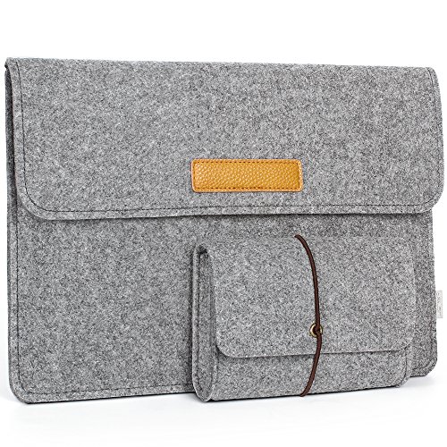 JSVER 15,4 Zoll MacBook Pro Retina Filz Sleeve Hülle Laptop Ultrabook Notebook Tasche speziell für 15,4 Zoll MacBook Pro, Klettverschluss,Grau