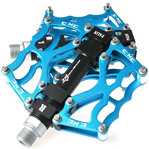 RockBros Aluminum Mountain Bike Bicycle Cycling Platform Pedals 9/16 inch (Blau)
