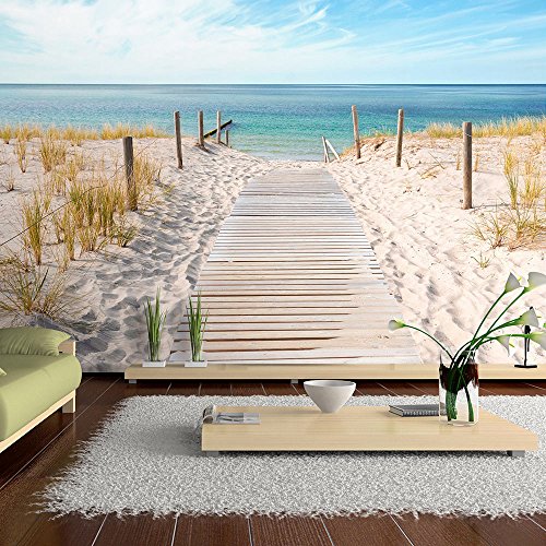 murando - Fototapete 250x175 cm - Vlies Tapete - Moderne Wanddeko - Design Tapete - Wandtapete - Wand Dekoration - Landschaft Natur Meer Strand blau beige c-A-0054-a-b