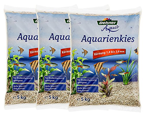 Dehner Aqua Aquarienkies, Körnung 1 bis 2 mm, 3 x 5 kg (15 kg), beige