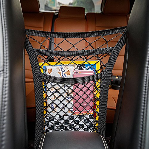 MICTUNING 2 Schicht Auto Organizer Netz Tasche Kofferraum Netz Speicher Verdickungsnetz -Handy-Kind-Spielzeugdung-Schutznetz