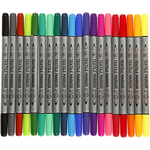 Creativ Textilmalstifte, Strichstärke: 2,3 und 3,6 mm, Sortierte Farben, 20 Stück