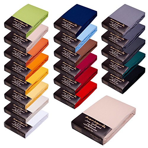 SPANNBETTLAKEN FÜR WASSERBETT & BOXSPRINGBETT - EXTRA HOHER Steg - 180x200-200x220 - ca. 170g/m² - Öko Tex Zertifikat - Avantgarde-Bettlaken - 100% Jersey-Mako-Baumwolle (07-Leinen)