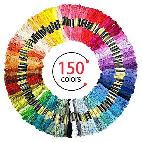 Stickgarn, 150 Farben Embroidery Floss Multifarben Sticktwist Set Weicher Stickerei Baumwolle 8M 6-Fädig Threads Nähgarne Häkeln perfekt für Freundschaftsbänder, Kreuzstich Basteln, DIY Haarringe