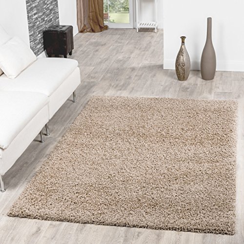 Shaggy Teppich Hochflor Langflor Teppiche Wohnzimmer Preishammer versch. Farben, Größe:120x170 cm, Farbe:beige