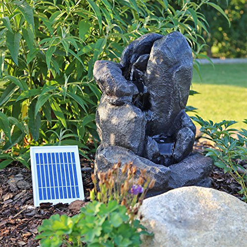 CLGarden Solar Springbrunnen NSP14 mit Akku LED Beleuchtung Gartenbrunnen Kaskadenbrunnen Wasserspiel Solarbrunnen für Garten Balkon Terrasse
