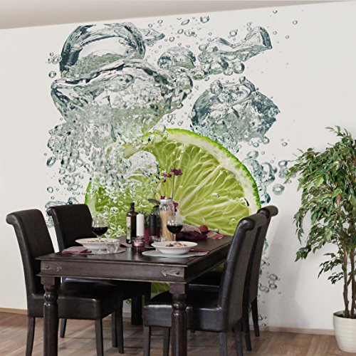 Apalis Vliestapete Küchentapete Lime Bubbles Fototapete Quadrat | Vlies Tapete Wandtapete Wandbild Foto 3D Fototapete für Schlafzimmer Wohnzimmer Küche | Größe: 240x240 cm, grün, 97802