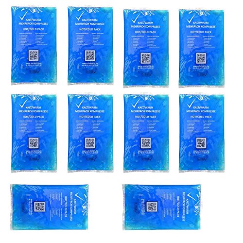 10 Stück 7,5 cm x 13 cm Kalt-Warm Kompresse 110g Gel Pro Kompresse Mehrfach kompresse Wiederverwendbar Coolpack Mikrowellen geeignet Gelpack ideal für Kinder