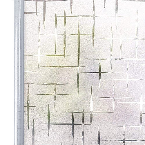 Homein Milchglasfolie Fensterfolie Milchglas Duschkabinen Blickdicht Folie Fenster Selbstklebend Sichtschutzfolie Sichtschutz Statisch Haftend für Glastüren Bad Badfenster Sterne Kreuz 90 x 200 cm