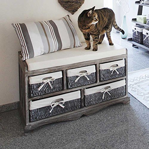 Pharao24 Garderobenbank mit Körben Braun